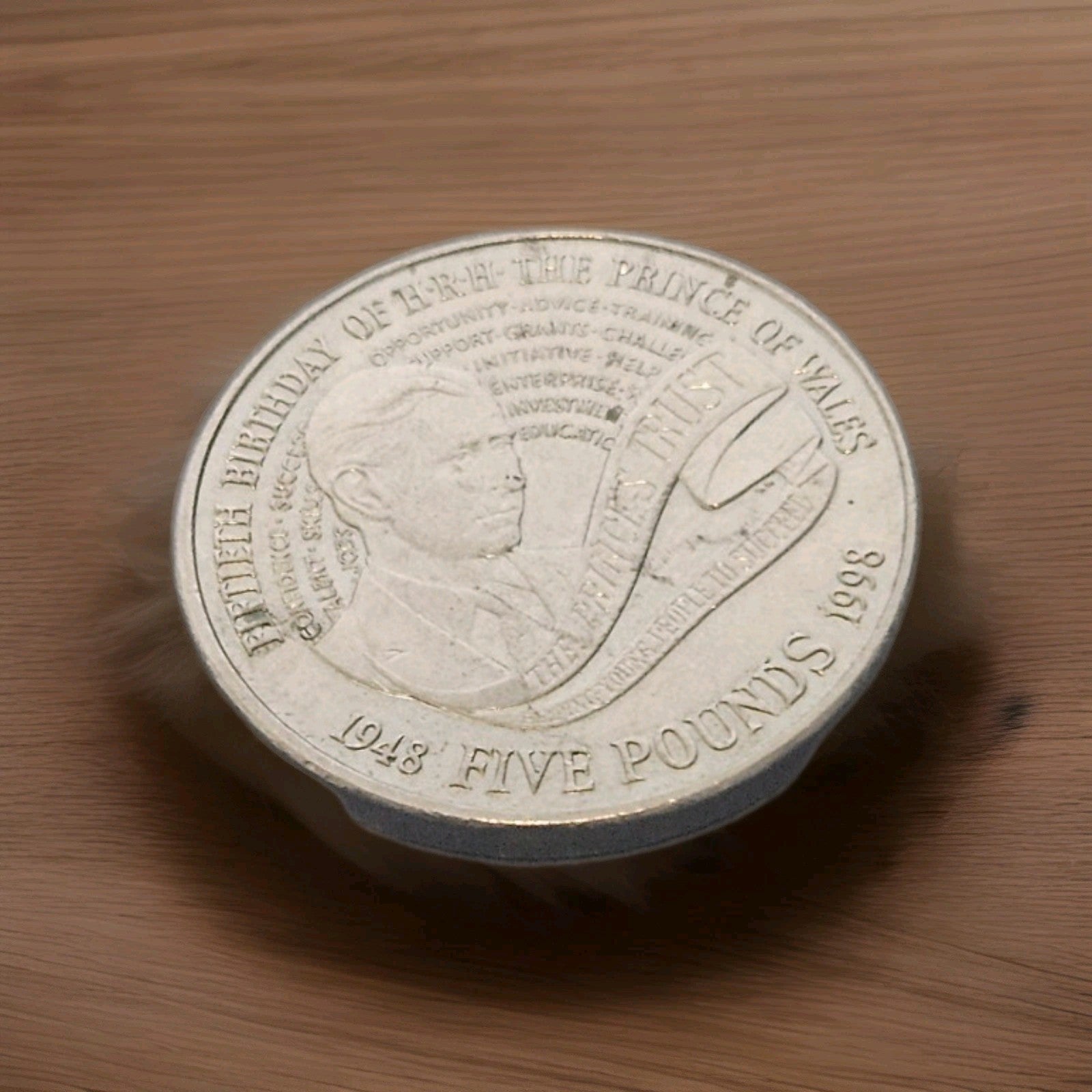 Royal Mint | 1998 - UK Elizabeth II 5 Pounds Coin Prince of Wales 50th Birthday